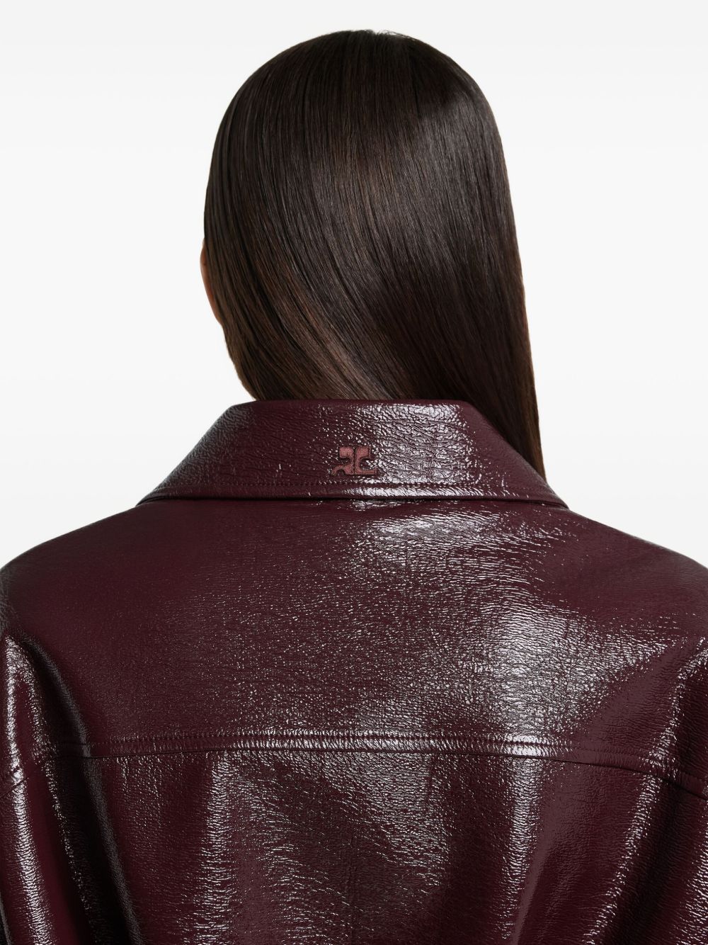 Courreges Coats Bordeaux belted vinyl jacket