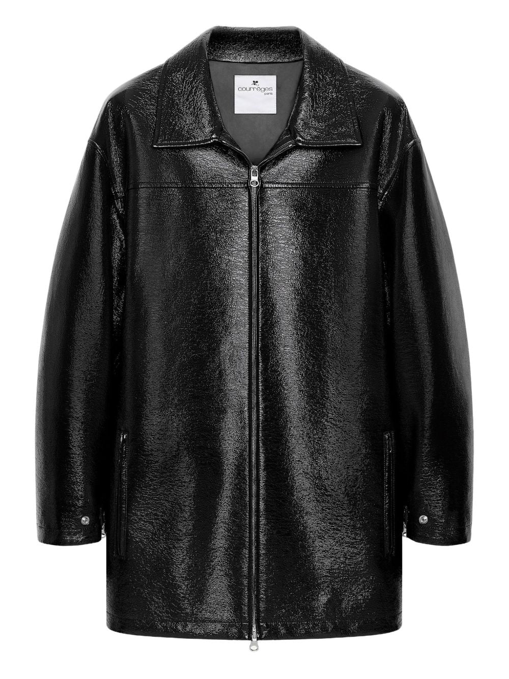 Courreges Coats Black vinyl bomber jacket