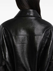 Courreges Coats Black vinyl bomber jacket