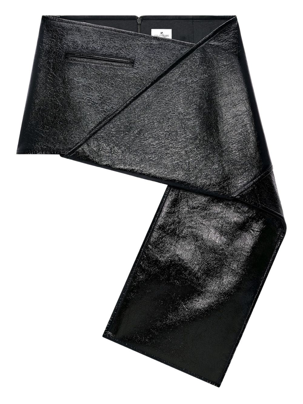 Black Vinyl Mini Skirt — Courrèges Asymmetric Hem