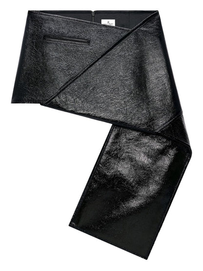 Black Vinyl Mini Skirt — Courrèges Asymmetric Hem
