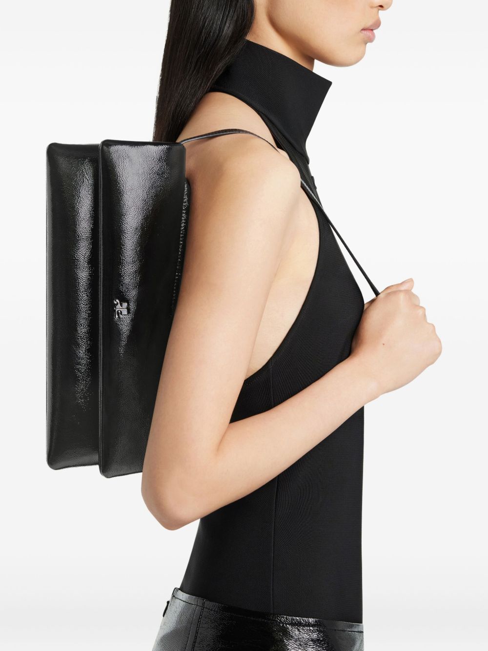 Sacs Courreges Pochette en cuir noir