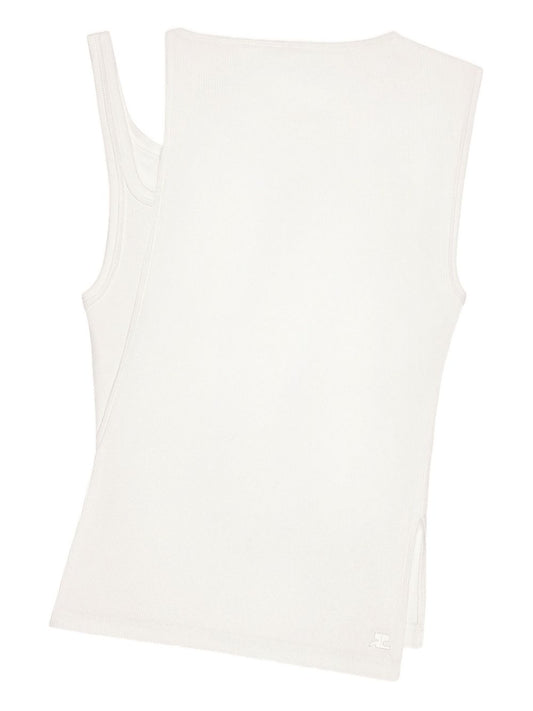 Courrèges White Cotton-Blend Top — Asymmetrical 90s Elegance