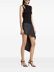 Haut Courreges noir en maille côtelée asymétrique sans manches