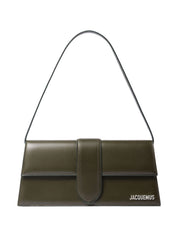 Bolso de hombro largo Jacquemus Le Bambino en piel verde caqui oscuro