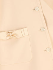 Valentino Coats Beige high collar with satin bow detail
