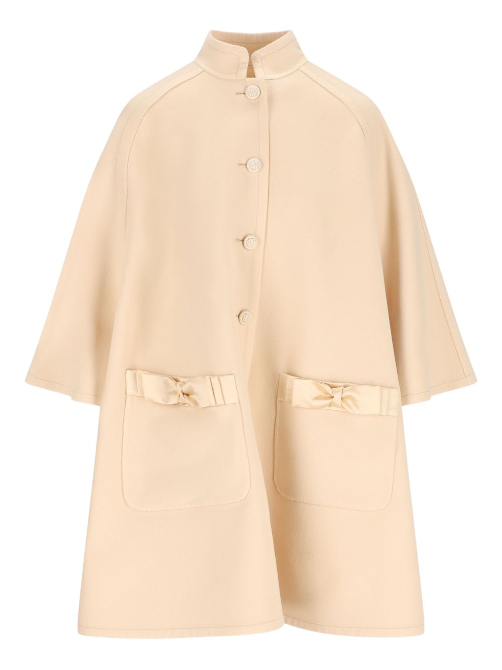 Valentino Coats Beige high collar with satin bow detail
