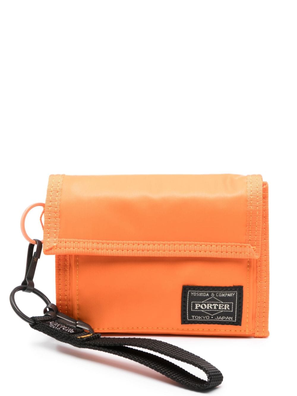 Carteras Porter de nailon naranja de tres pliegues