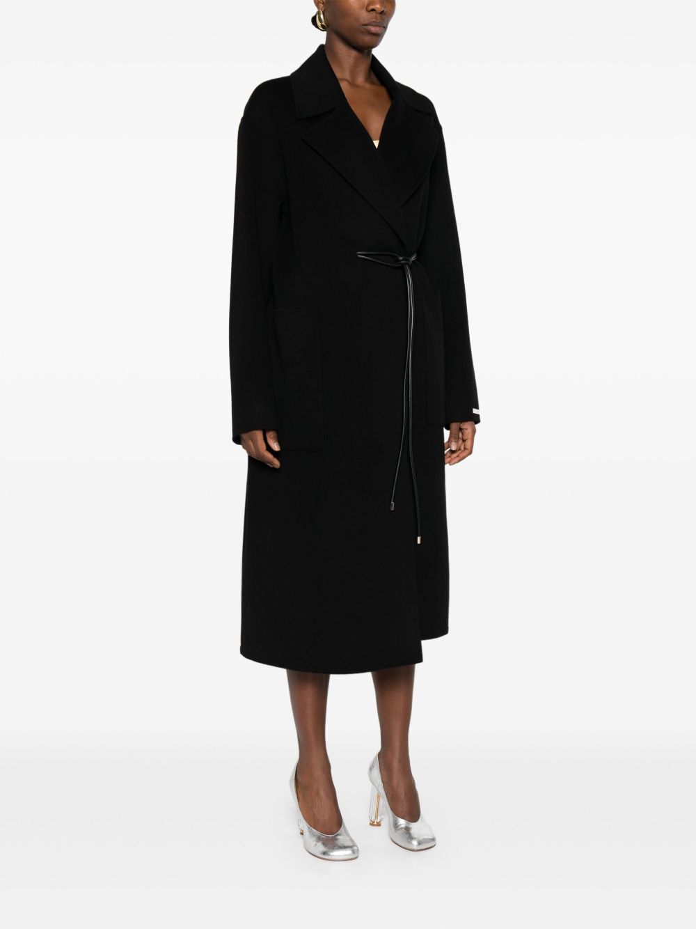 Black Wool Belted Coat — SPORTMAX PRE