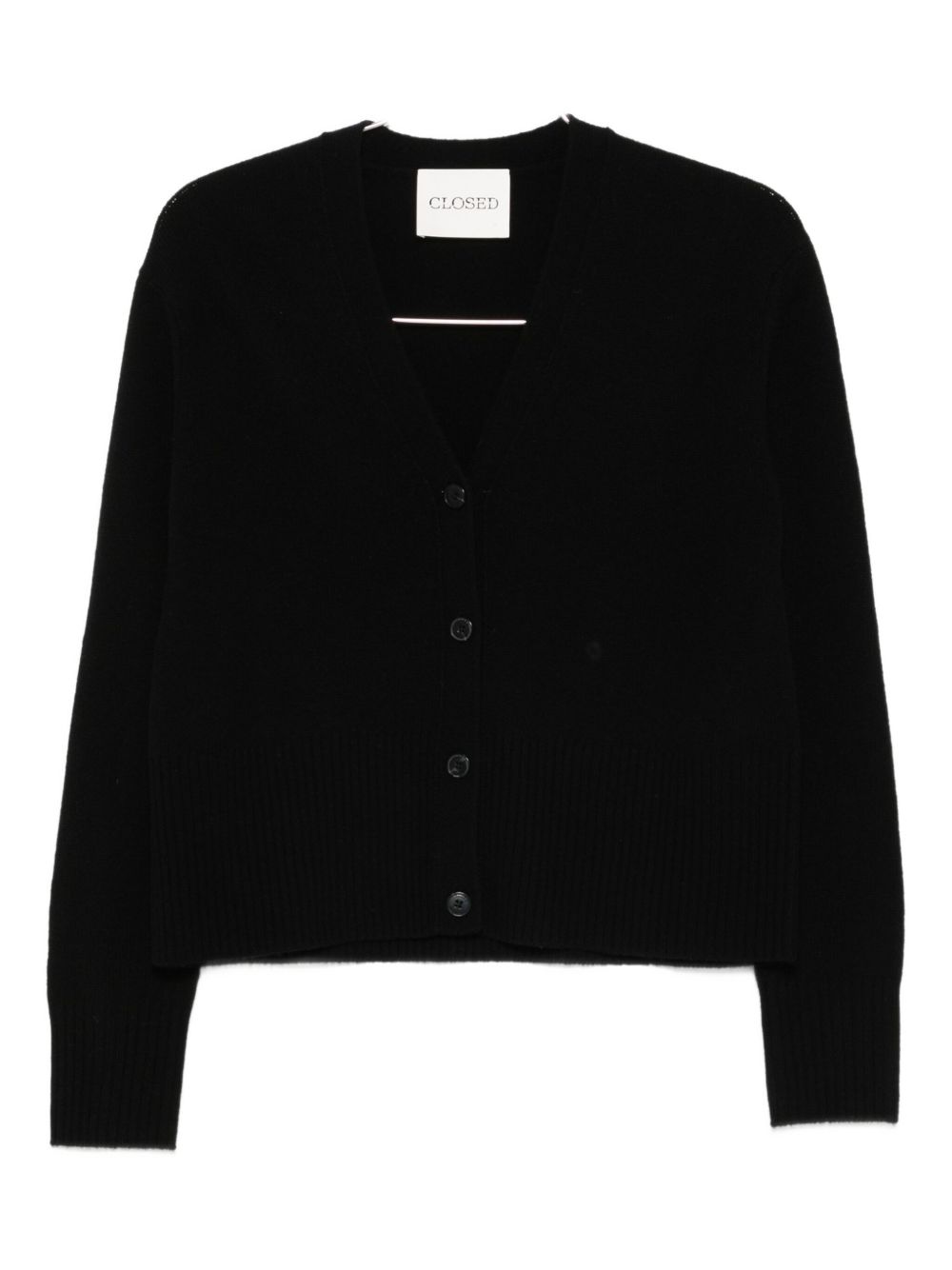 Black Wool V‑Neck Cardigan — Closed Sweaters