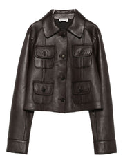 Parosh Jackets Brown lamb leather cropped hem