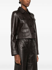 Parosh Jackets Brown lamb leather cropped hem