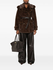 Parosh Coats Brown faux fur belted
