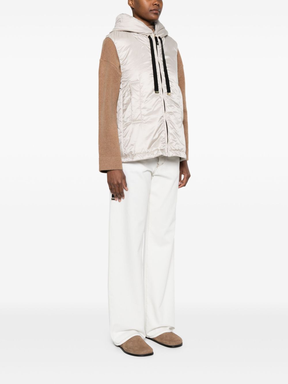 Beige Nylon Down Vest — MAX MARA THE CUBE