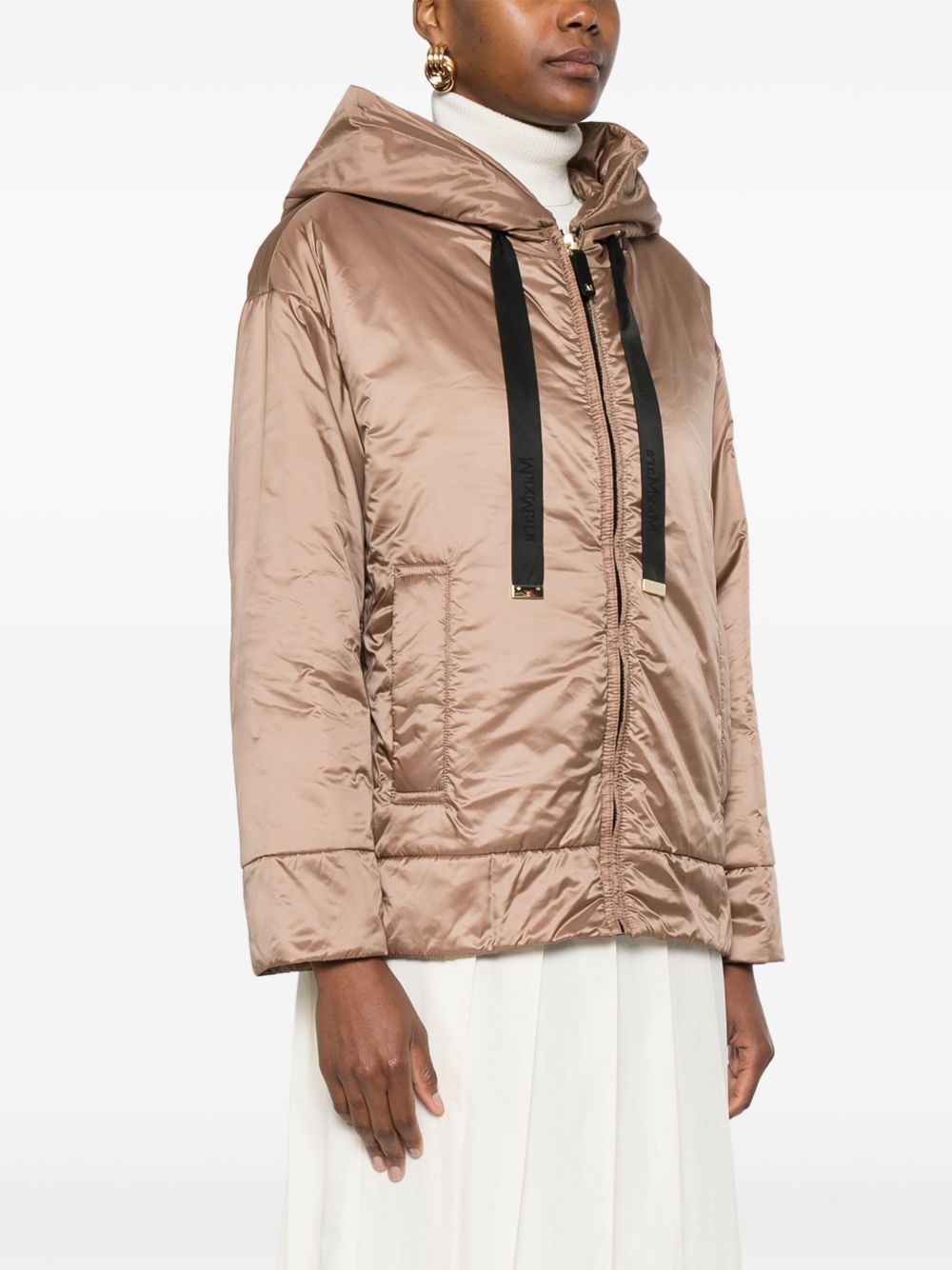 Brown MAX MARA THE CUBE Nylon Hooded Jacket