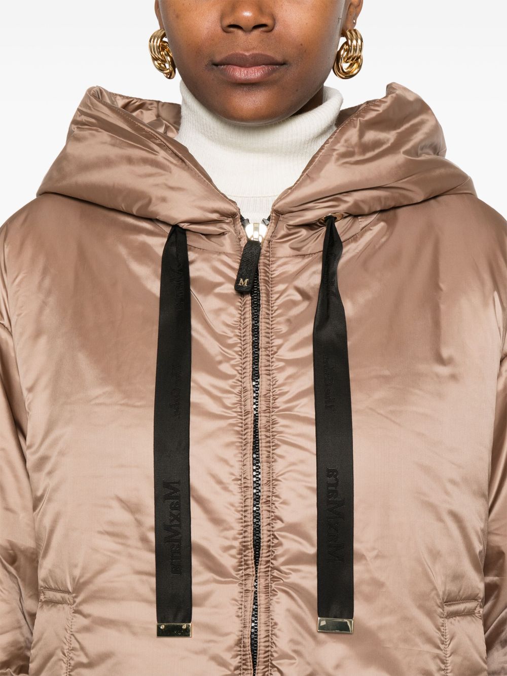 Brown MAX MARA THE CUBE Nylon Hooded Jacket