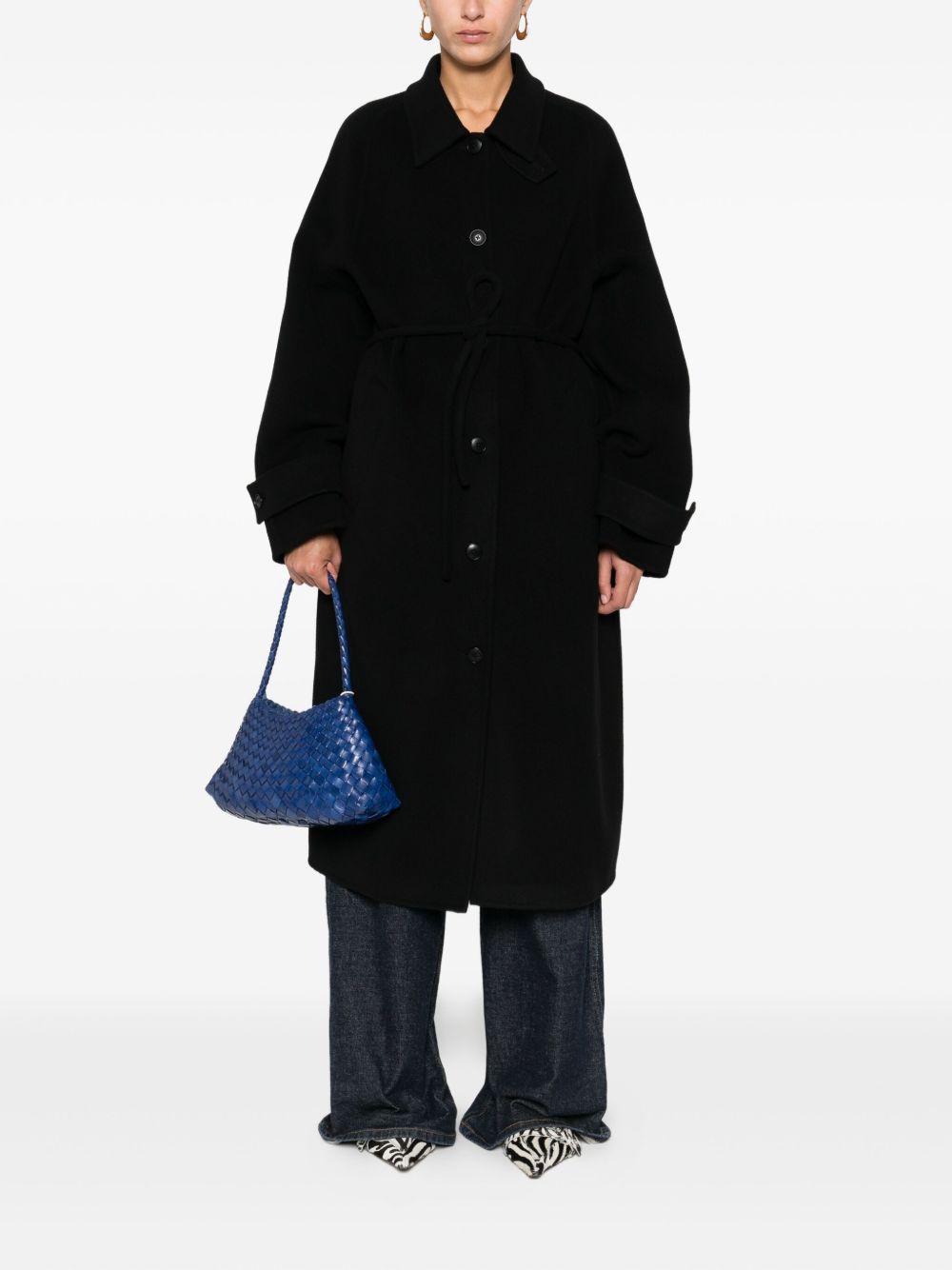 Manteau ceinturé en laine noire Closed Coats