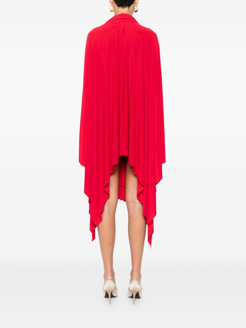 Red Draped Norma Kamali Dress — Asymmetrical Elegance
