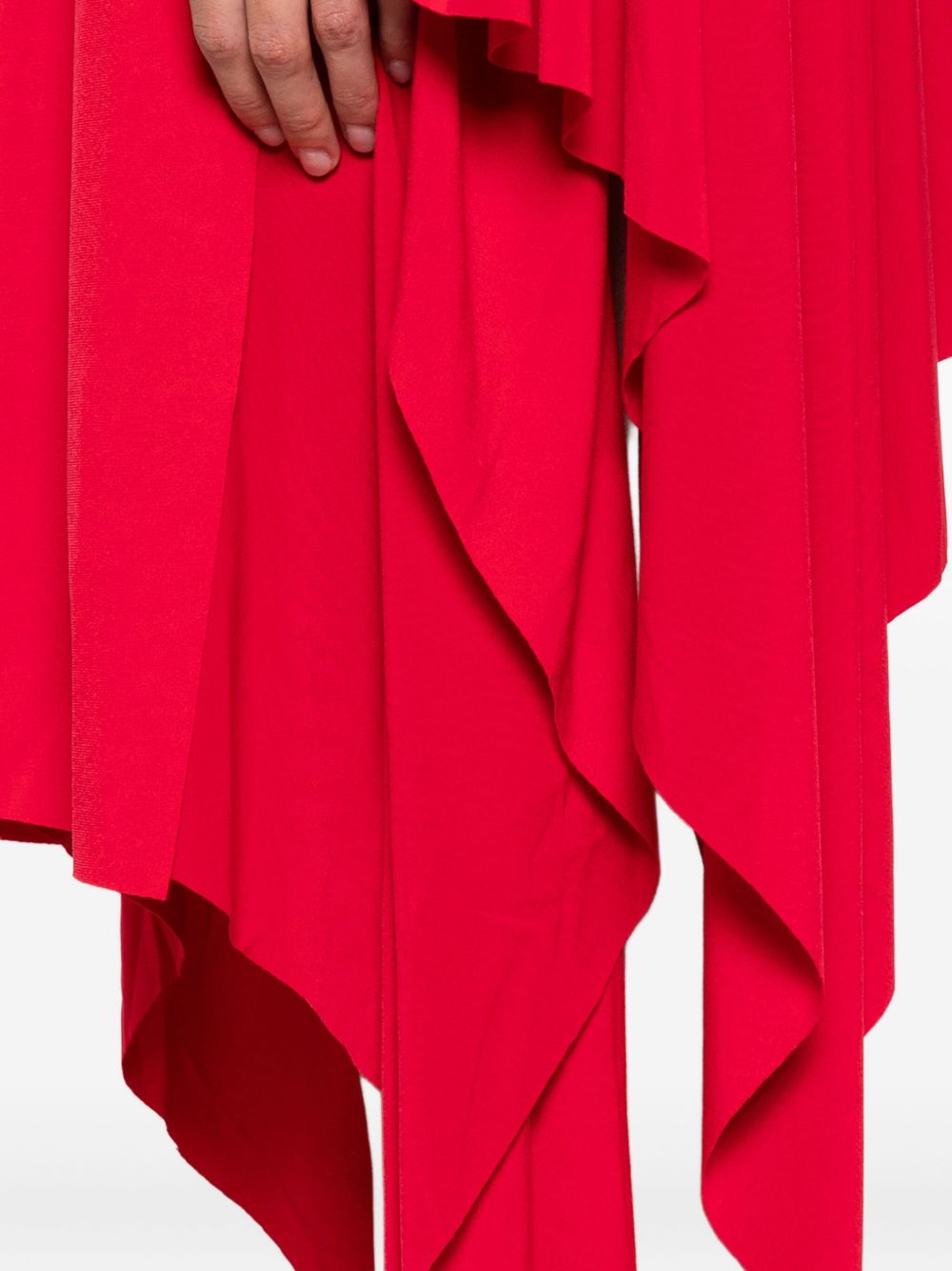 Red Draped Norma Kamali Dress — Asymmetrical Elegance