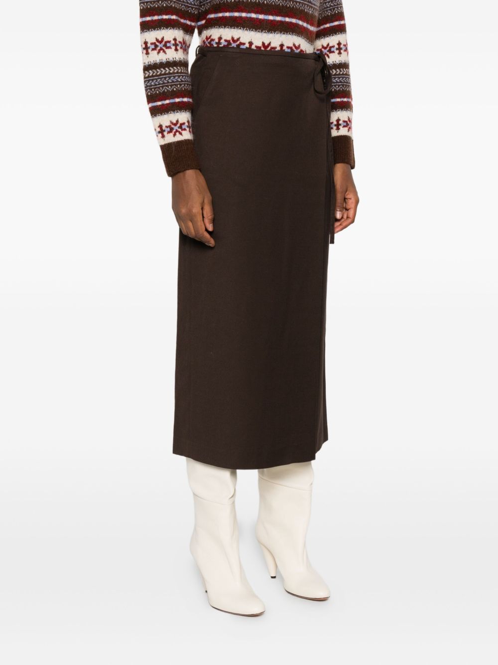 Dunst Skirts Brown midi wrap