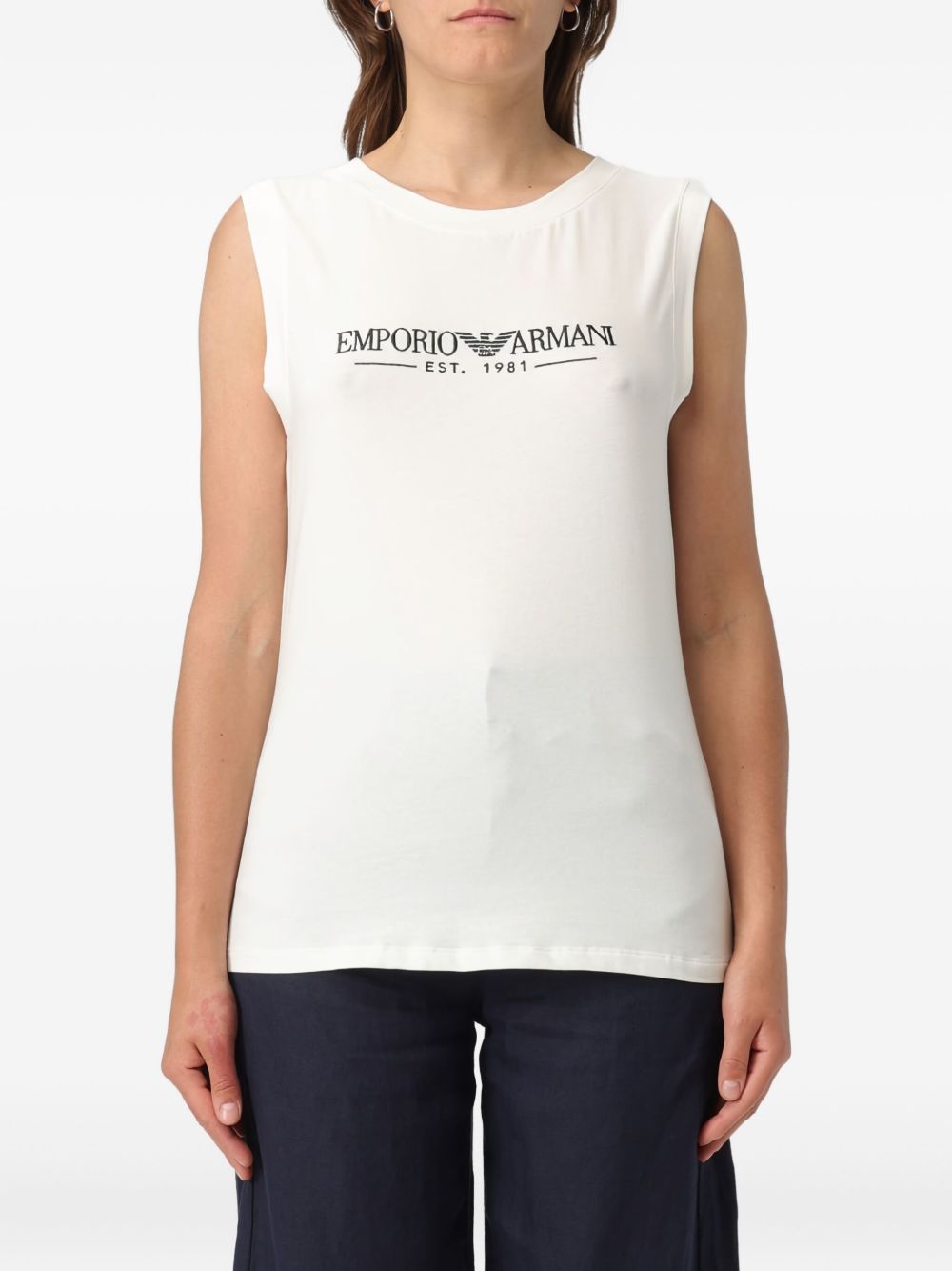 Emporio Armani white cotton logo tank — luxe everyday comfort
