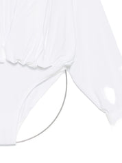 Norma Kamali White Oversized Hooded Bodysuit