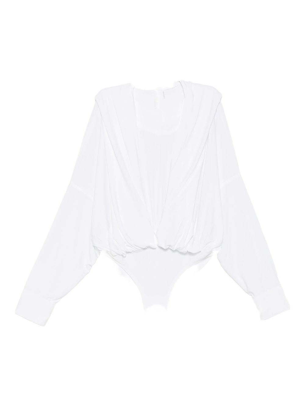 Norma Kamali White Oversized Hooded Bodysuit