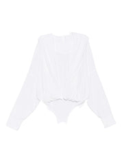 Norma Kamali White Oversized Hooded Bodysuit
