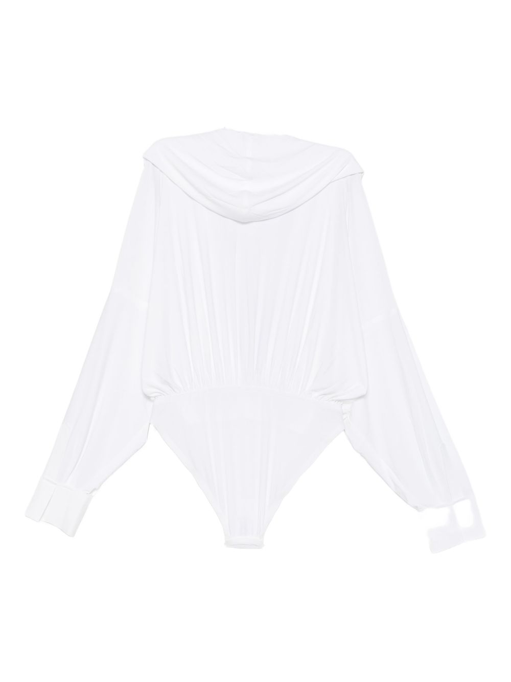 Norma Kamali White Oversized Hooded Bodysuit