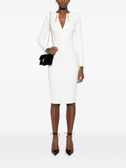 Elisabetta Franchi Ivory Fitted Long‑Sleeve Dress