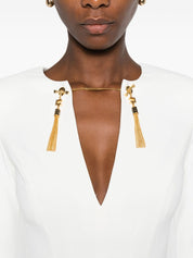 Elisabetta Franchi Ivory Fitted Long‑Sleeve Dress