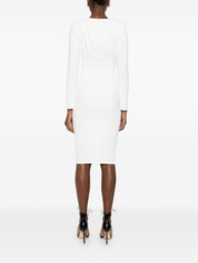 Elisabetta Franchi Ivory Fitted Long‑Sleeve Dress