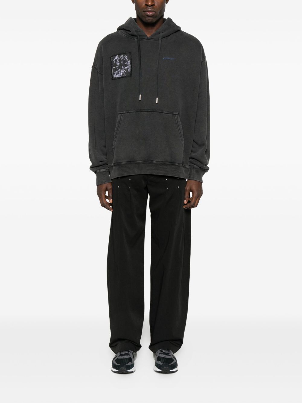Off White Sweaters Black cotton hoodie