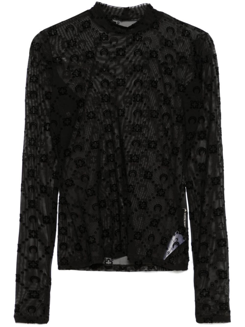 Marine Serre Top Black silk nylon