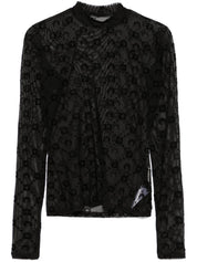 Marine Serre Top Black silk nylon