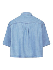 Clear Blue Oversized Denim Blouse — SOSUE Shirts