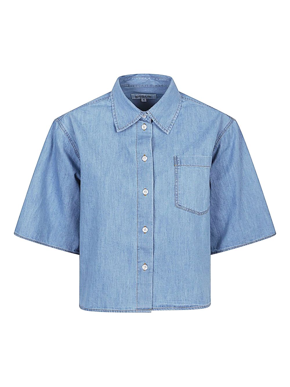 Clear Blue Oversized Denim Blouse — SOSUE Shirts