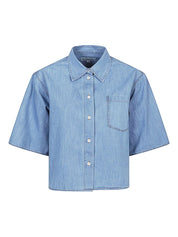 Clear Blue Oversized Denim Blouse — SOSUE Shirts