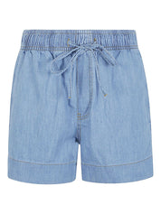 Clear Blue Denim Shorts — SOSUE Cotton Drawstring