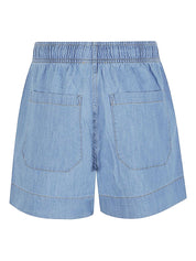 Clear Blue Denim Shorts — SOSUE Cotton Drawstring