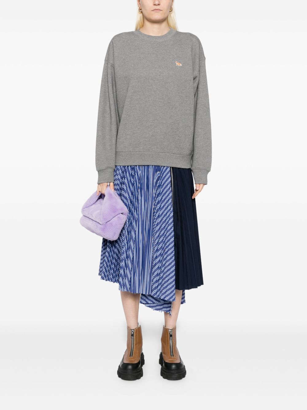 Maison Kitsuné Grey Sweater — Cashmere-Soft Cotton Crew