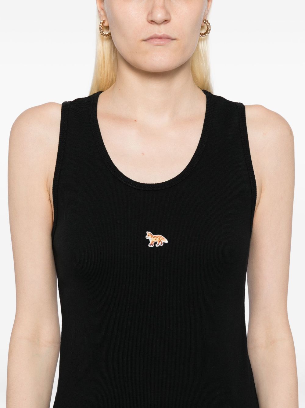 Maison Kitsuné Black Ribbed Cotton Tank