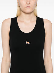 Maison Kitsuné Black Ribbed Cotton Tank