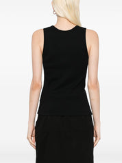 Maison Kitsuné Black Ribbed Cotton Tank