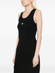 Maison Kitsuné Black Ribbed Cotton Tank