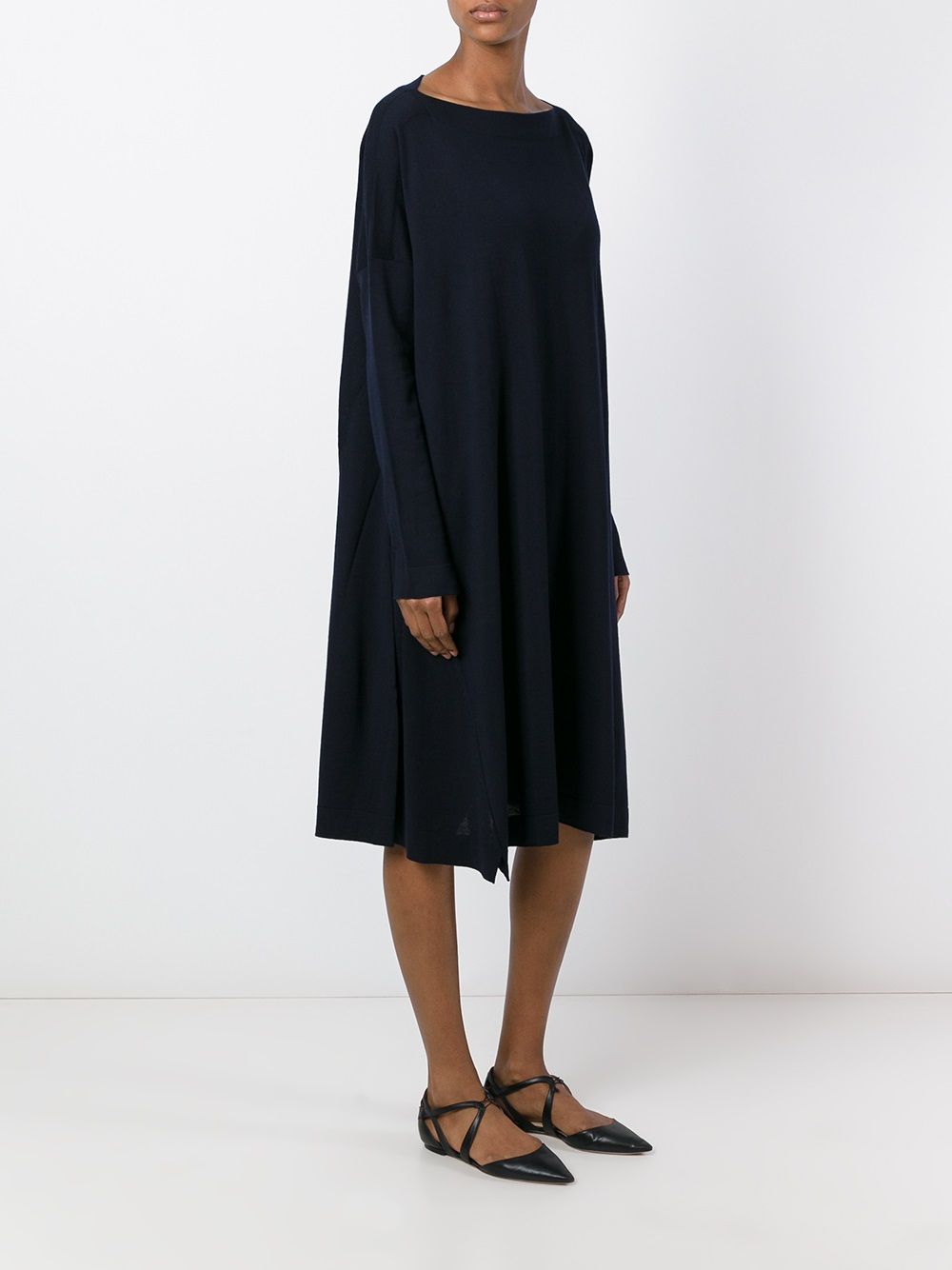 Daniela Gregis Dresses — Dark Blue Wool Boat‑Neck