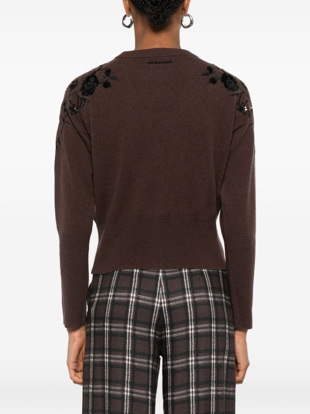 ERMANNO FIRENZE Brown Wool V‑Neck Sweater