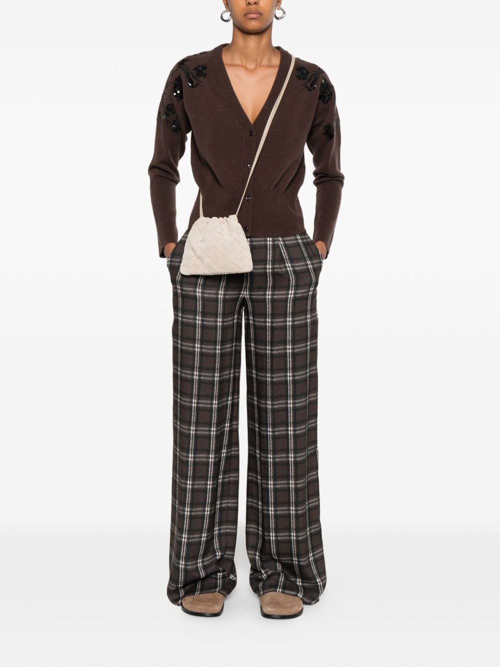 ERMANNO FIRENZE Brown Wool V‑Neck Sweater