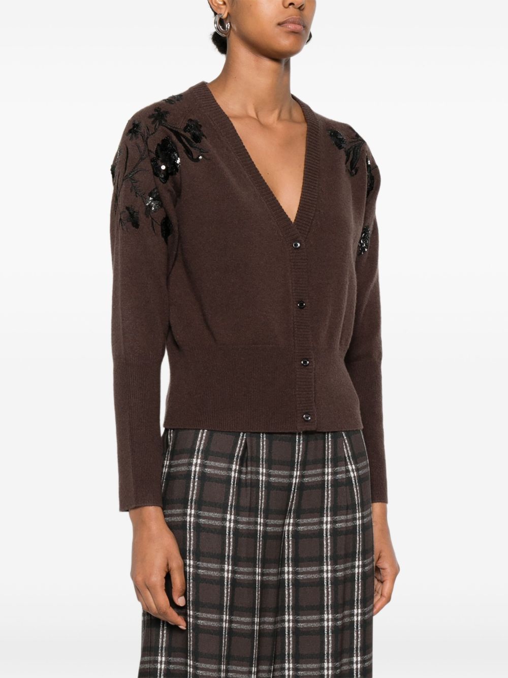 ERMANNO FIRENZE Brown Wool V‑Neck Sweater