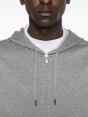 Brunello Cucinelli Sweaters Grey — Silk‑Blend Zipped Hoodie